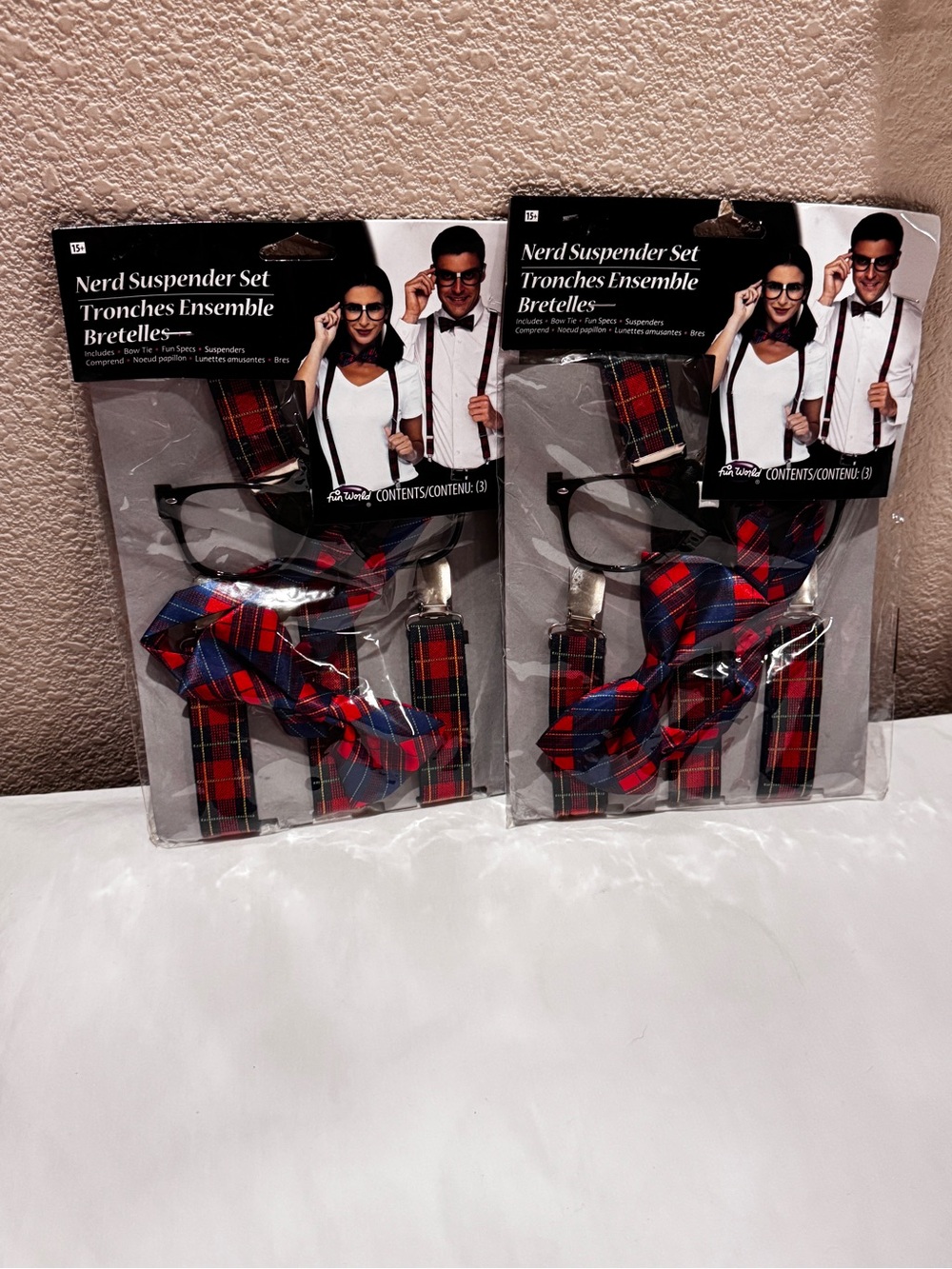 Nerd Suspenders Set with Red Plaid Bow Tie - Men Accessories
